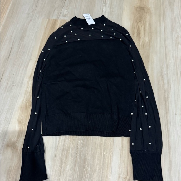 Express Tops - Express Black Top with Pearl Details